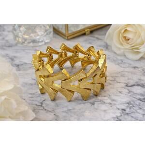 Vintage Gold Tone Link Bracelet Chunky Statement Wide 7.5”